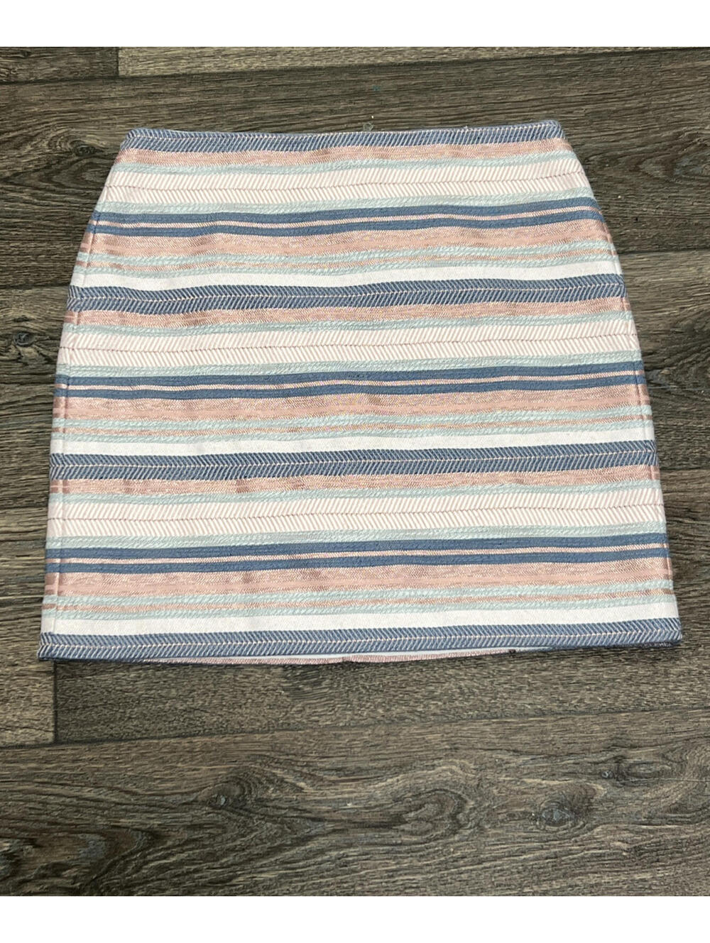 Women’s Skirt Loft Lined Vertical Stripes Pink Blue White - Size 6 - Poly Cotton
